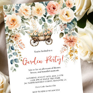 Elegant vattenfärg blomster trädgårdsfest inbjudan