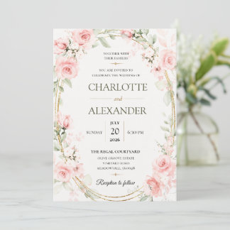Elegant vattenfärg blomsterbröllopsinbjudan inbjudningar