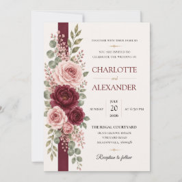 Elegant vattenfärg blomsterbröllopsinbjudan inbjudningar
