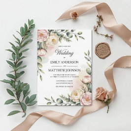 Elegant vattenfärg blomsterbröllopsinbjudan inbjudningar