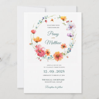 Elegant vattenfärg blomsterbröllopsinbjudan inbjudningar