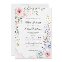 Elegant vattenfärg blomsterbröllopsinbjudan