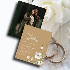 Elegant vattenfärg blomsterfoto inbjudan till bröl