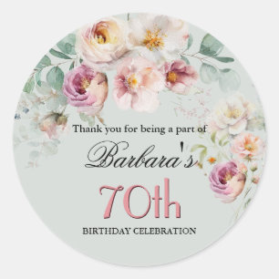 Elegant vattenfärg blomstermotiv välkommen till 70 runt klistermärke