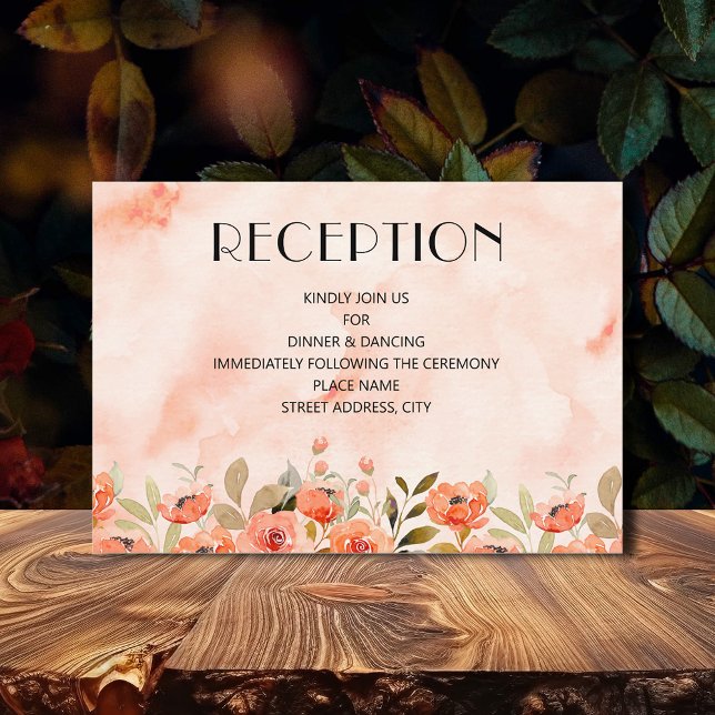 Elegant vattenfärg blomstermottagning tilläggskort (Watercolor Floral Wedding Reception Enclosure Cards)