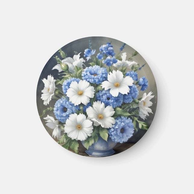 Elegant vattenfärg blomvas magnet (Framsidan)