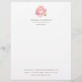 Elegant vattenfärg Blush Rosa Ros Brevhuvud