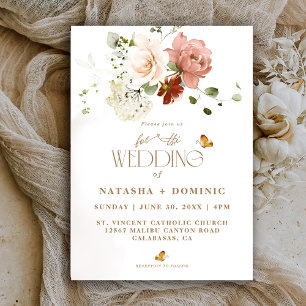 Elegant vattenfärg Boho vildblomma blomsterbröllop Inbjudningar