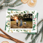 Elegant Vattenfärg Botaniska Ram Fotojul Julkort<br><div class="desc">Det här helgdag med elegant har ett vackert ram av botaniska vattenfärger med faux guld-accenter. Utformningen är enkel men ändå elegant. På kortets framsida finns ett foto av vågrät. På baksidan hittar du en samordnande grönt och en vit polka punkt mönster.</div>