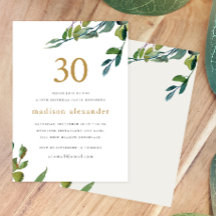 Elegant Vattenfärg Botaniskt 30års födelsedag