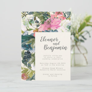 Elegant Vattenfärg Botaniskt Blommigt Bloom Bröllo Inbjudningar