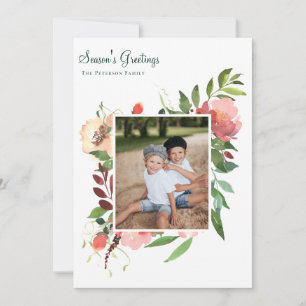 Elegant Vattenfärg Botaniskt Blommigt Foto Julkort