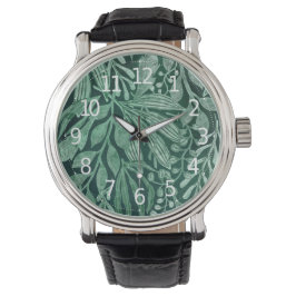 Elegant Vattenfärg Botaniskt Grönt Löv Artwork Armbandsur