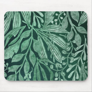 Elegant Vattenfärg Botaniskt Grönt Löv Artwork Musmatta