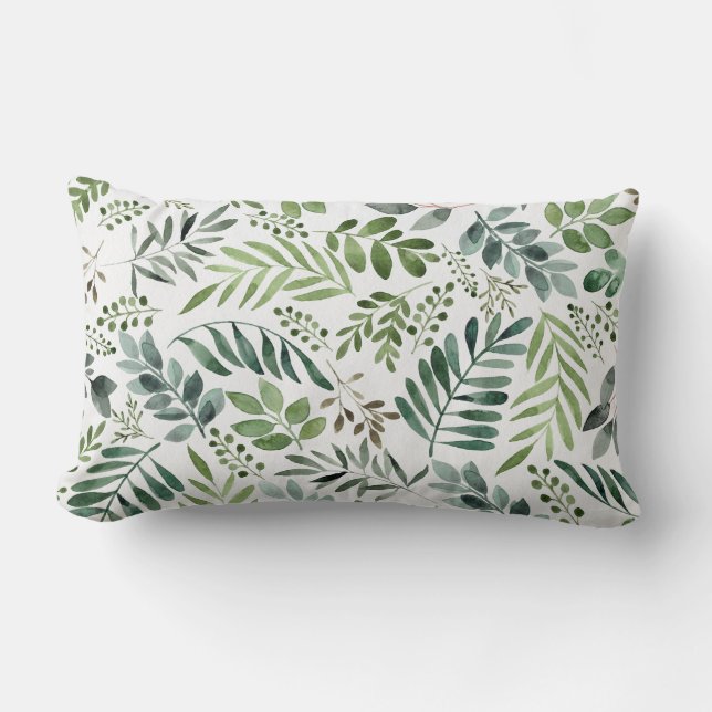 Elegant Vattenfärg Botaniskt Löv Dekorativ kudde (Framsida)