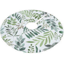 Elegant Vattenfärg Botaniskt Löv Julgransmatta Borstad Polyester