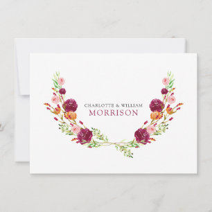 Elegant Vattenfärg Botaniskt par Monogram Anteckningskort