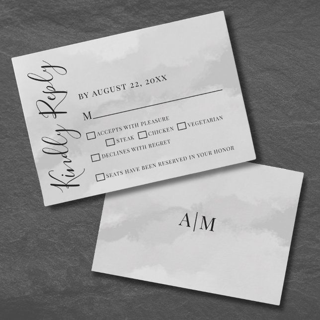 Elegant Vattenfärg Bröllop RSVP Svarskort Simp OSA Kort (Chic Elegant Watercolor Wedding RSVP Response Card)