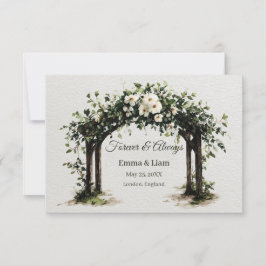 Elegant vattenfärg bröllopsbåge med vita blommor spara datumet