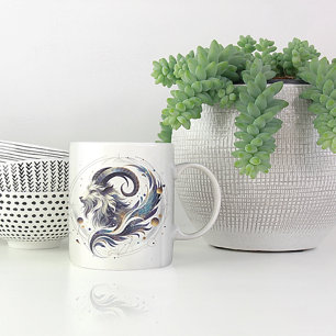 Elegant Vattenfärg Capricorn Zodiac Anpassningsbar Kaffemugg