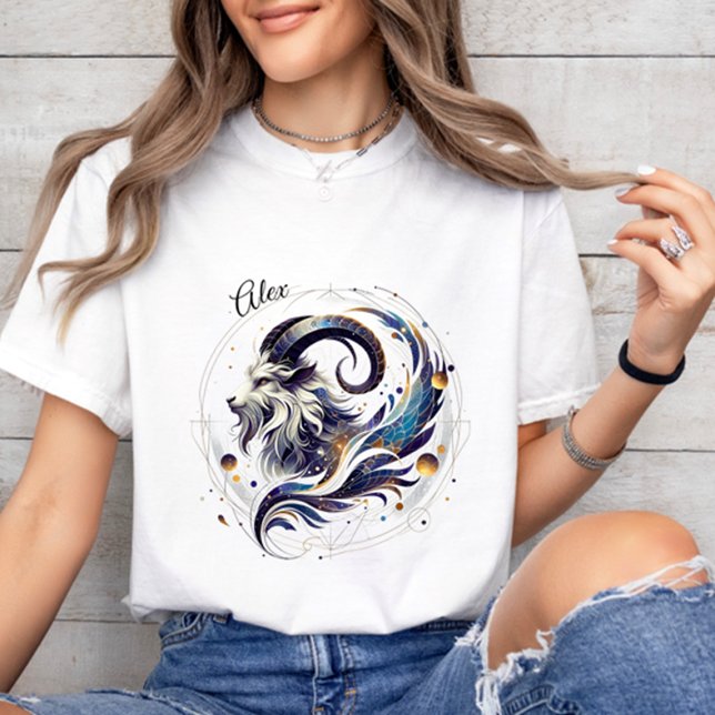 Elegant Vattenfärg Capricorn Zodiac Anpassningsbar T Shirt (Skapare uppladdad)