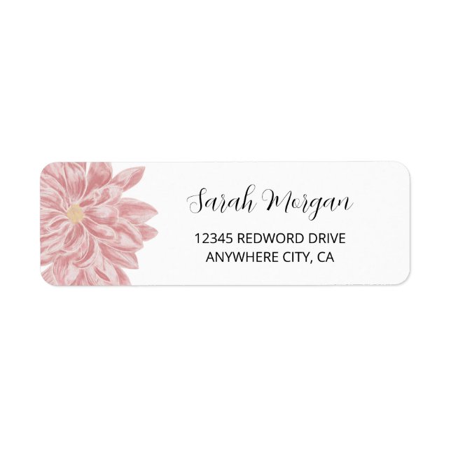 Elegant Vattenfärg Chrysanthemum-Returadress Returadress Etikett (Framsidan)