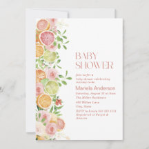 Elegant Vattenfärg Citrus Rosa blommor Baby Show
