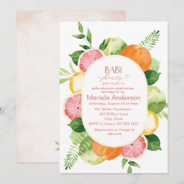 Elegant Vattenfärg Citrus Rosa blommor Baby Show Inbjudningar