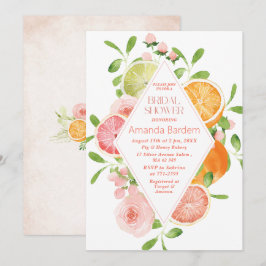 Elegant Vattenfärg Citrus Rosa Flowers möhippa sho Inbjudningar