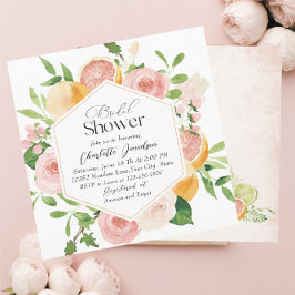 Elegant Vattenfärg Citrus Rosa Flowers Möhippa Sho Inbjudningar