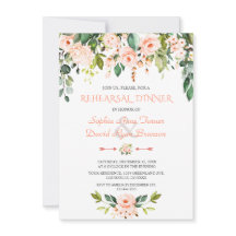Elegant Vattenfärg Coral Flowers Rehearsal Dinner