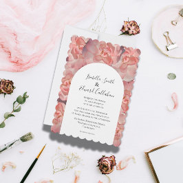 Elegant Vattenfärg Coral Rosa ros Blommigt Bröllop Inbjudningar