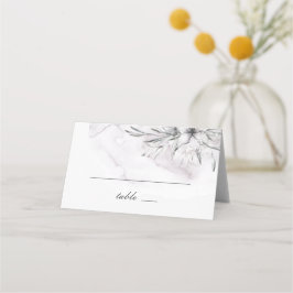 Elegant vattenfärg dammig lila blommande bröllop placeringskort