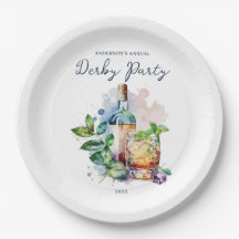 Elegant Vattenfärg Derby Party Papper Plate