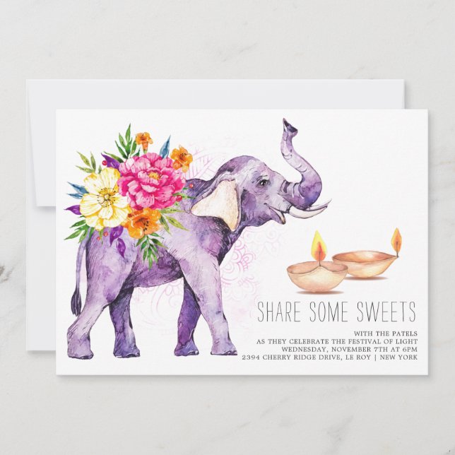 Elegant vattenfärg Diwali-festinvitation (Framsida)