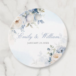 Elegant Vattenfärg Dusty Blue Blommigt Bröllop Gåvor Etiketter