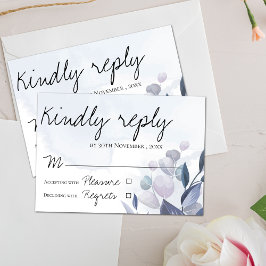 Elegant Vattenfärg Dusty Blue Blommigt Bröllop OSA Kort