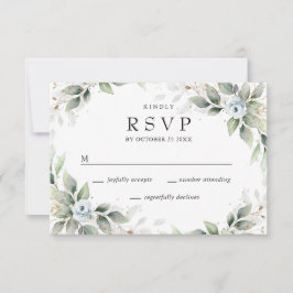 Elegant Vattenfärg Dusty Blue Foliage Bröllop OSA Kort