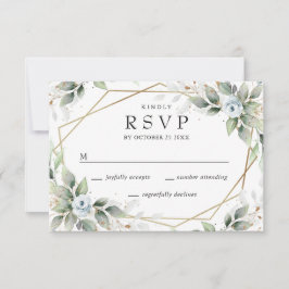 Elegant Vattenfärg Dusty Blue Foliage Bröllop OSA Kort