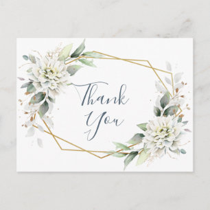 Elegant Vattenfärg Dusty Blue Foliage Tack Vykort