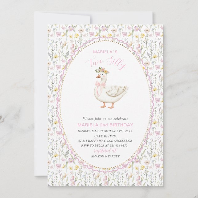 Elegant Vattenfärg En andra födelsedag fånig B Inbjudningar (Framsida)