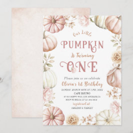 Elegant Vattenfärg En första födelsedag Pumpkin är Inbjudningar