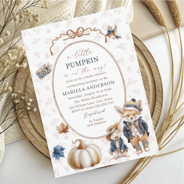 Elegant Vattenfärg En liten pumpa är inbjudan (Skapare uppladdad)