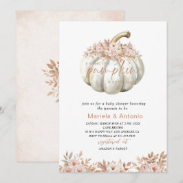 Elegant Vattenfärg en söt liten pumpa Baby Sh Inbjudningar