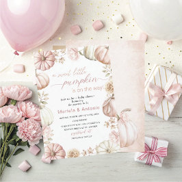 Elegant Vattenfärg en söt liten pumpa Baby Sh Inbjudningar