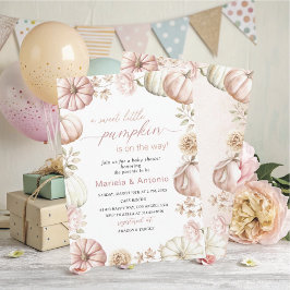 Elegant Vattenfärg en söt liten pumpa Baby Sh Inbjudningar