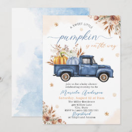 Elegant Vattenfärg en söt liten pumpa Baby Sho Inbjudningar