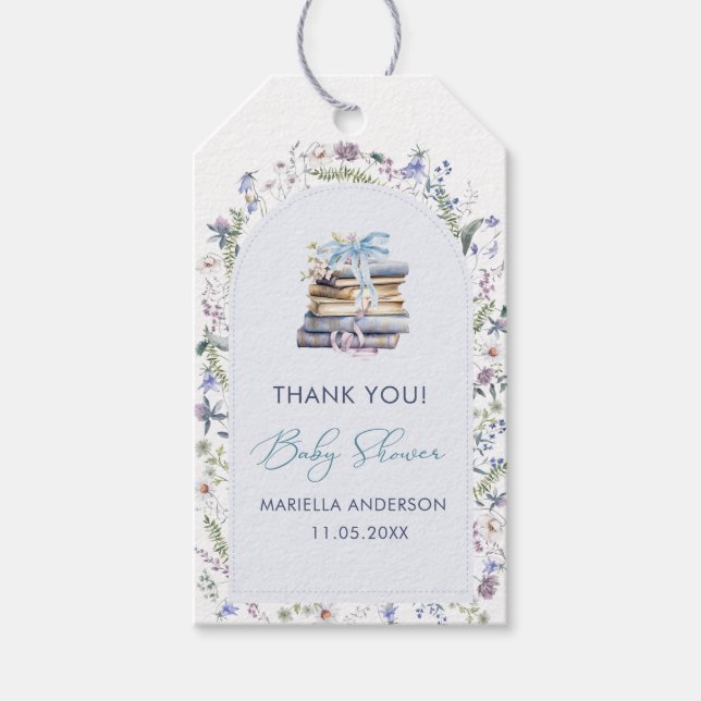 Elegant Vattenfärg ett nytt kapitel börjar Baby Sh Presentetikett (Framsidan)