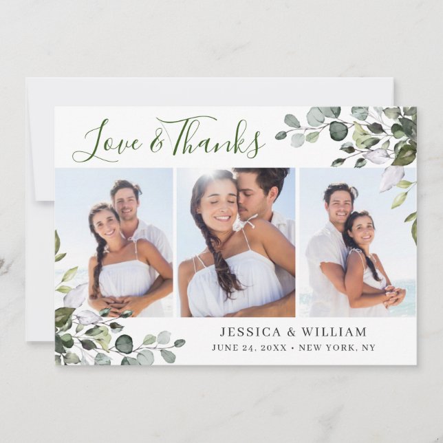 Elegant Vattenfärg Eucalyptus Greenery 3 PHOTO Tack Kort (Framsida)