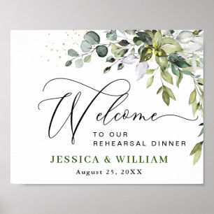 Elegant Vattenfärg Eucalyptus REHEARSAL DINNER Poster